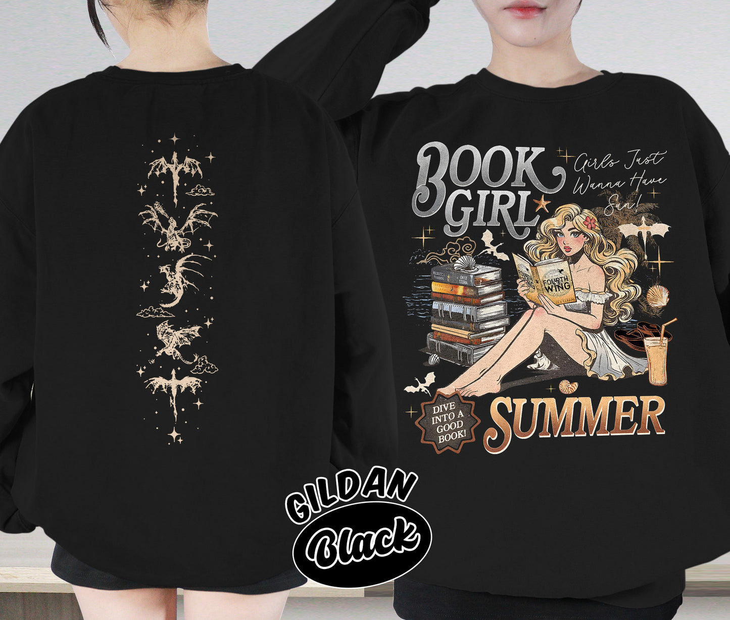 Book Girl Summer Shirt, Fourth Wing Dragon Rider Shirt, Girls Just Wanna Have Sun, Fantasy Beach Shirt, Violet Sorrengail Shirt, Bookish Bookworm Book Nerd Shirt, Gift for Her, Gift for Readers for Book Lovers
