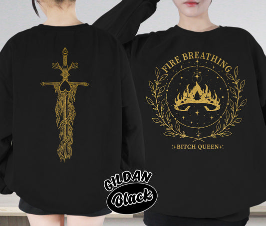 Fire Breathing Bitch Queen Shirt, Throne of Glass Merch Shirt, The Thirteen Kingsflame Fan Shirt,, Romantasy Readers Shirt, Bookish Bookworm Book Nerd Shirt, Gift for Her, Gift for Readers for Book Lovers