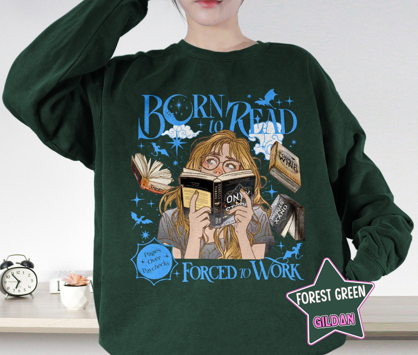 Born To Read Force To Work Shirt, Fourth Wing Bookish Shirt, Onyx Storm Shirt, Romantasy Shirt, Bookish Bookworm Book Nerd Shirt, Gift for Her, Gift for Readers for Book Lovers