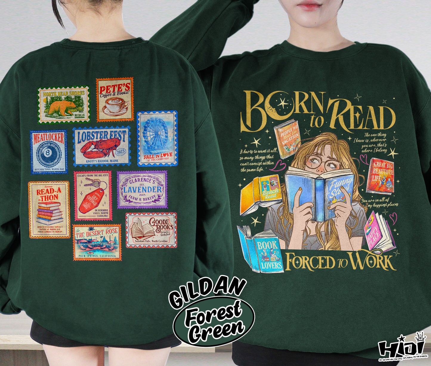 Born to Read Force To Work Shirt, Emily Henry Shirt, | Beach Read Happy Place Shirt, Sunshine Falls Shirt, Romantasy Readers Shirt, Bookish Bookworm Book Nerd Shirt, Gift for Her, Gift for Readers for Book Lovers