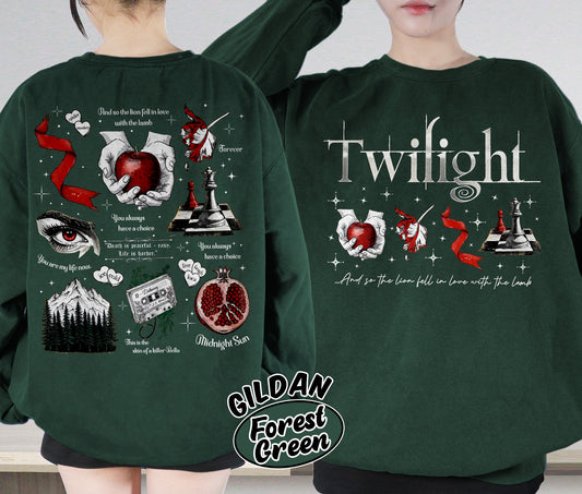 Twilight Inspired Shirt, Book Cover Aesthetic Shirt, Twilight Saga Shirt, Vampires Wolves Shirt, Romantasy Readers Shirt, Bookish Bookworm Book Nerd Shirt, Gift for Her, Gift for Readers for Book Lovers
