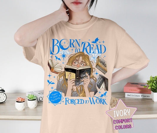 Born To Read Force To Work Shirt, Fourth Wing Bookish Shirt, Onyx Storm Shirt, Romantasy Shirt, Bookish Bookworm Book Nerd Shirt, Gift for Her, Gift for Readers for Book Lovers