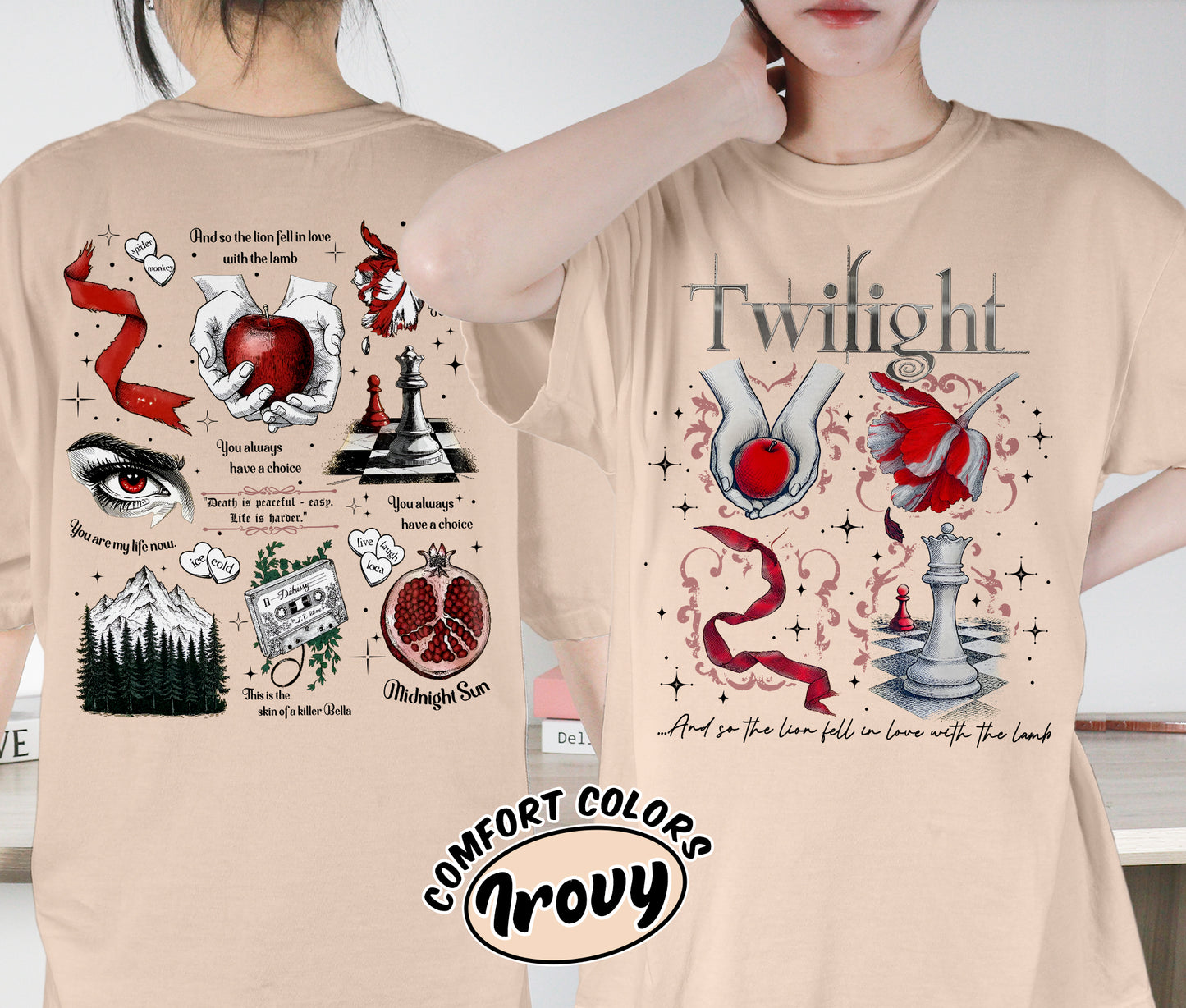 Twilight Inspired Shirt, Book Cover Aesthetic Shirt, Twilight Saga Shirt, Vampires Wolves Romance Shirt, Romantasy Readers Shirt, Bookish Bookworm Book Nerd Shirt, Gift for Her, Gift for Readers for Book Lovers