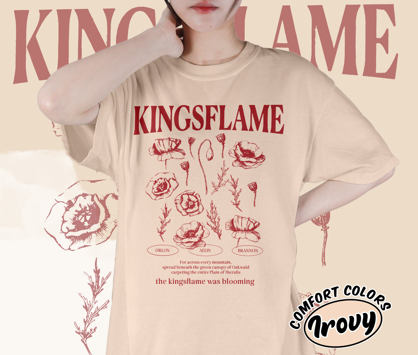 Kingsflame of Terrasen Shirt, Acotar Bookish Shirt, Throne of Glass Flower Shirt, Fireheart Aelin Galathynius Shirt, Bookish Bookworm Book Nerd Shirt, Gift for Her, Gift for Readers for Book Lovers