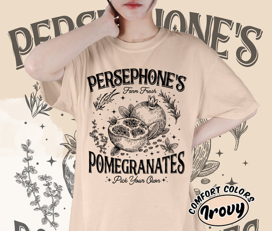 Persephone's Pomegranate Farm Shirt, Greek Goddess Mythology Shirt, Cottagecore Shirt, Romantasy Readers Shirt, Bookish Bookworm Book Nerd Shirt, Gift for Her, Gift for Readers for Book Lovers