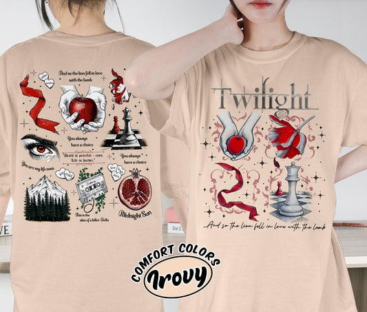 Twilight Inspired Shirt, Book Cover Aesthetic Shirt, Twilight Saga Shirt, Vampires Wolves Romance Shirt, Romantasy Readers Shirt, Bookish Bookworm Book Nerd Shirt, Gift for Her, Gift for Readers for Book Lovers