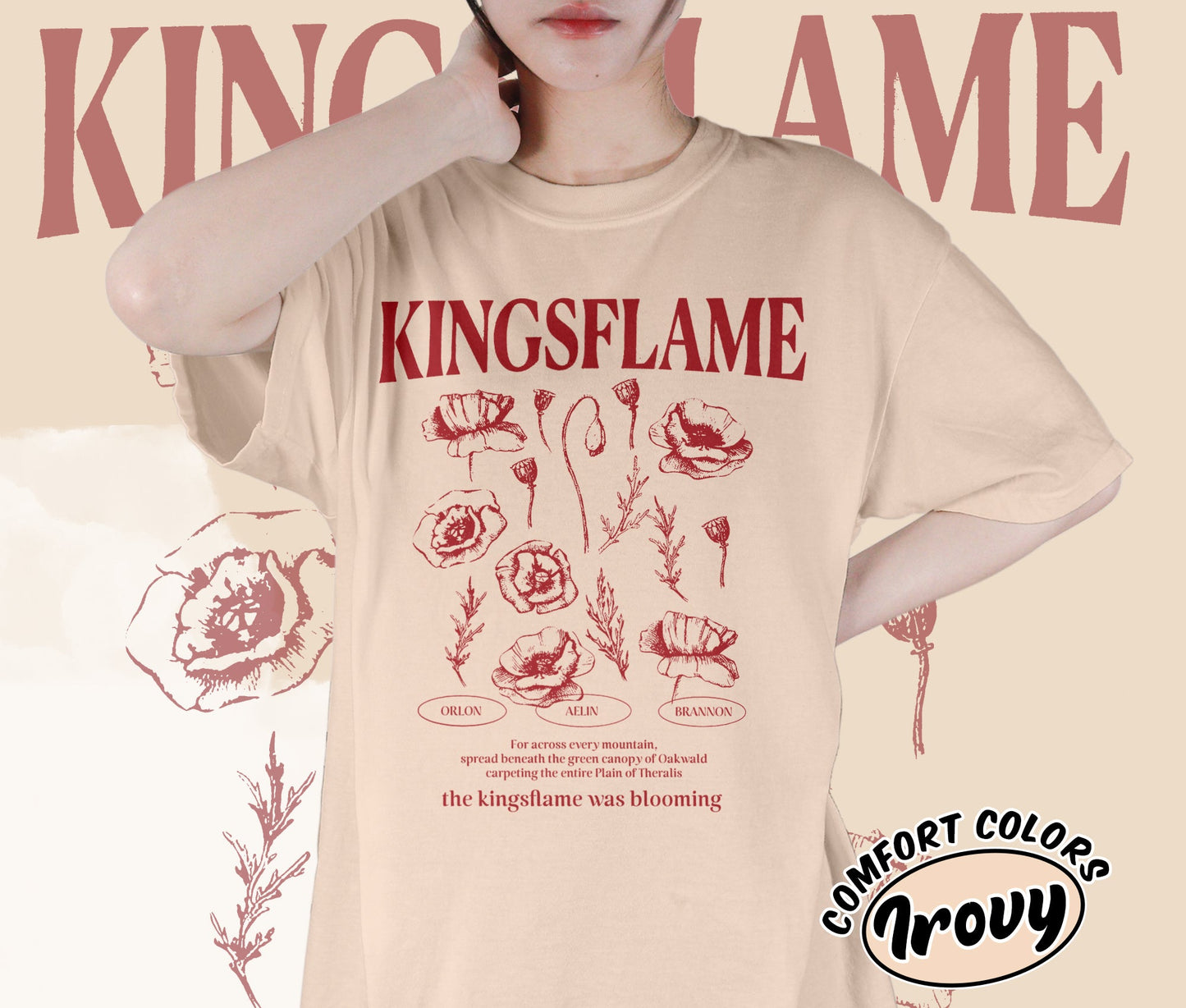 Kingsflame of Terrasen Shirt, Acotar Bookish Shirt, Throne of Glass Flower Shirt, Fireheart Aelin Galathynius Shirt, Bookish Bookworm Book Nerd Shirt, Gift for Her, Gift for Readers for Book Lovers