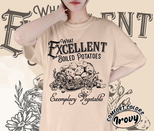 Excellent Boiled Potatoes Pride and Prejudice Shirt Jane Austen Shirt Pemberley Shirt Funny Mr Collins Mr Darcy Shirt, Romantasy Readers Shirt, Bookish Bookworm Book Nerd Shirt, Gift for Her, Gift for Readers for Book Lovers