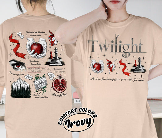 Twilight Inspired Shirt, Book Cover Aesthetic Shirt, Twilight Saga Shirt, Vampires Wolves Shirt, Romantasy Readers Shirt, Bookish Bookworm Book Nerd Shirt, Gift for Her, Gift for Readers for Book Lovers