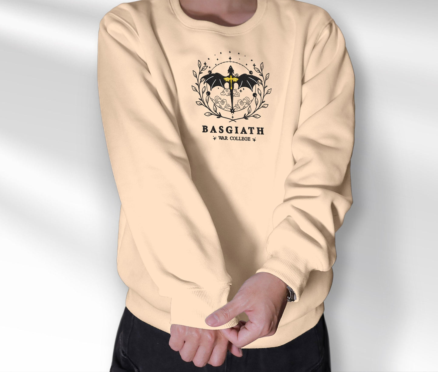 Basgiath War College Embroidered Sweatshirt, Fourth Wing Merch Crewneck, Gift For Romantasy Books Fan Club, Gift For Readers, For Book Lovers