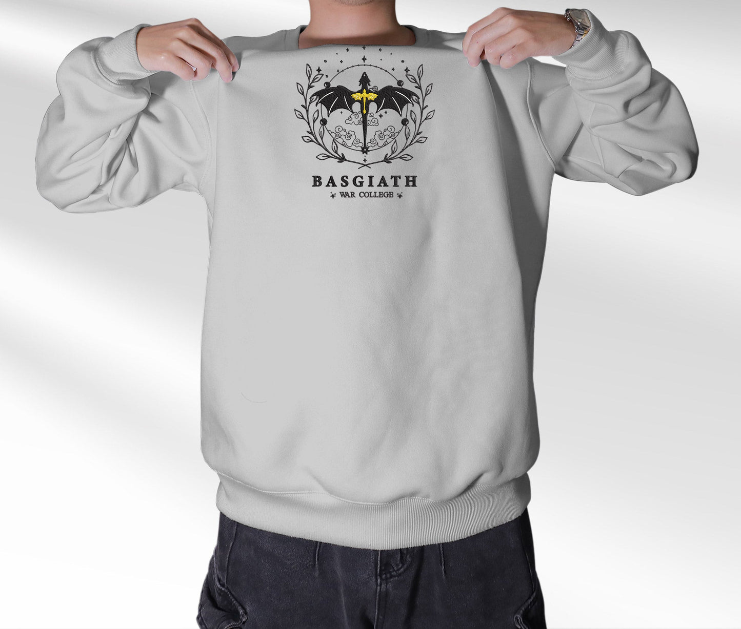 Basgiath War College Embroidered Sweatshirt, Fourth Wing Merch Crewneck, Gift For Romantasy Books Fan Club, Gift For Readers, For Book Lovers