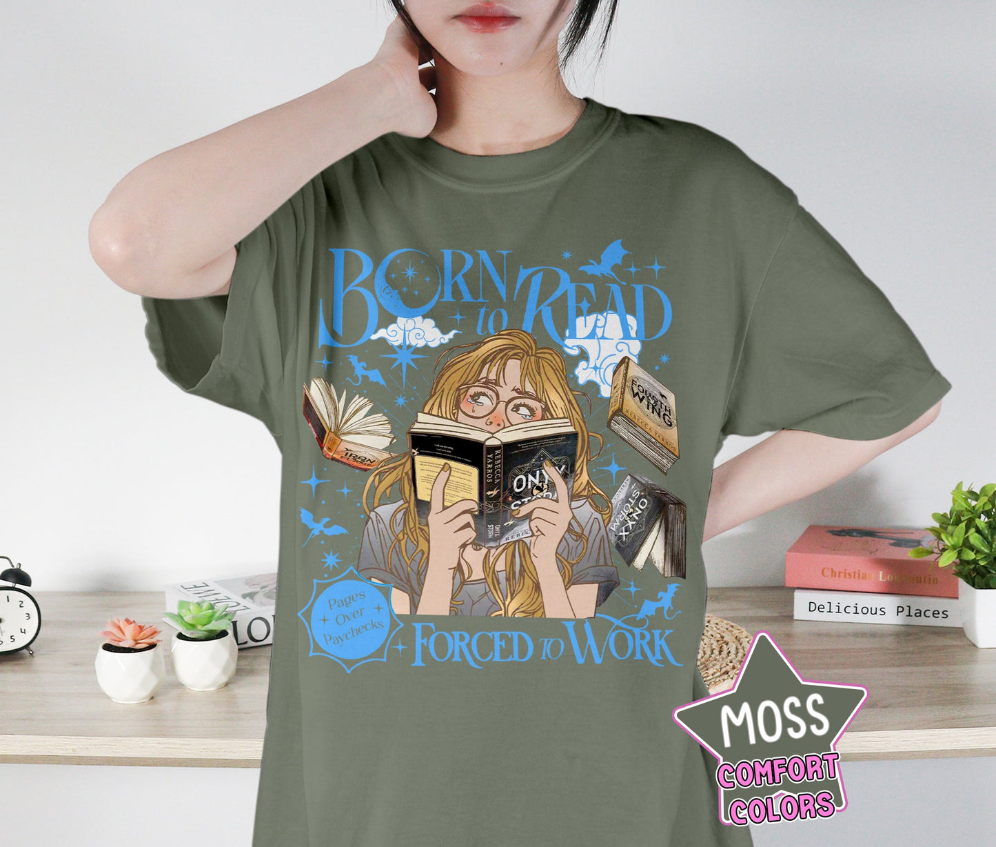 Born To Read Force To Work Shirt, Fourth Wing Bookish Shirt, Onyx Storm Shirt, Romantasy Shirt, Bookish Bookworm Book Nerd Shirt, Gift for Her, Gift for Readers for Book Lovers