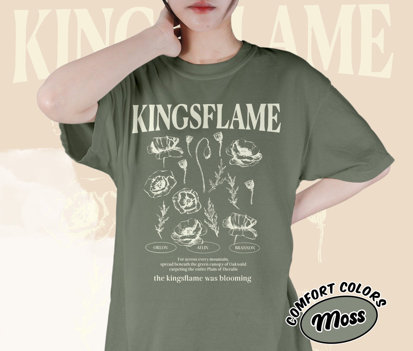 Kingsflame of Terrasen Shirt, Acotar Bookish Shirt, Throne of Glass Flower Shirt, Fireheart Aelin Galathynius Shirt, Bookish Bookworm Book Nerd Shirt, Gift for Her, Gift for Readers for Book Lovers