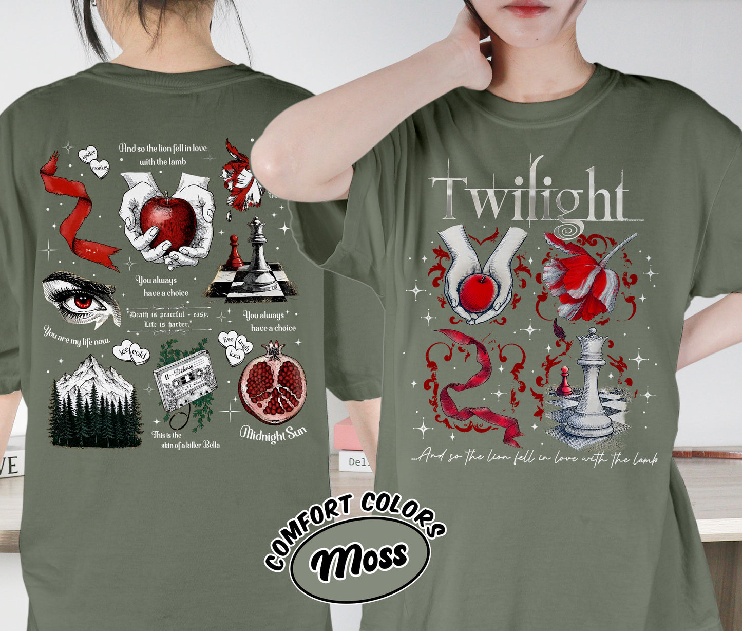 Twilight Inspired Shirt, Book Cover Aesthetic Shirt, Twilight Saga Shirt, Vampires Wolves Romance Shirt, Romantasy Readers Shirt, Bookish Bookworm Book Nerd Shirt, Gift for Her, Gift for Readers for Book Lovers