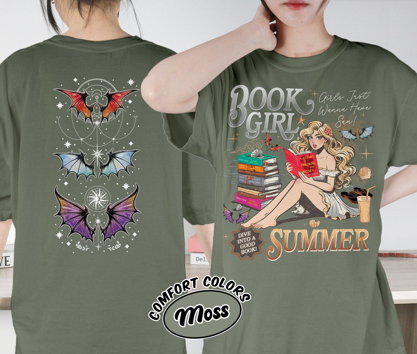 Book Girl Summer Shirt, ACOTAR Bat Boys Shirt, Velaris Book Lover Shirt, Girls Just Wanna Have Sun Shirt, Romantasy Readers Shirt, Bookish Bookworm Book Nerd Shirt, Gift for Her, Gift for Readers for Book Lovers