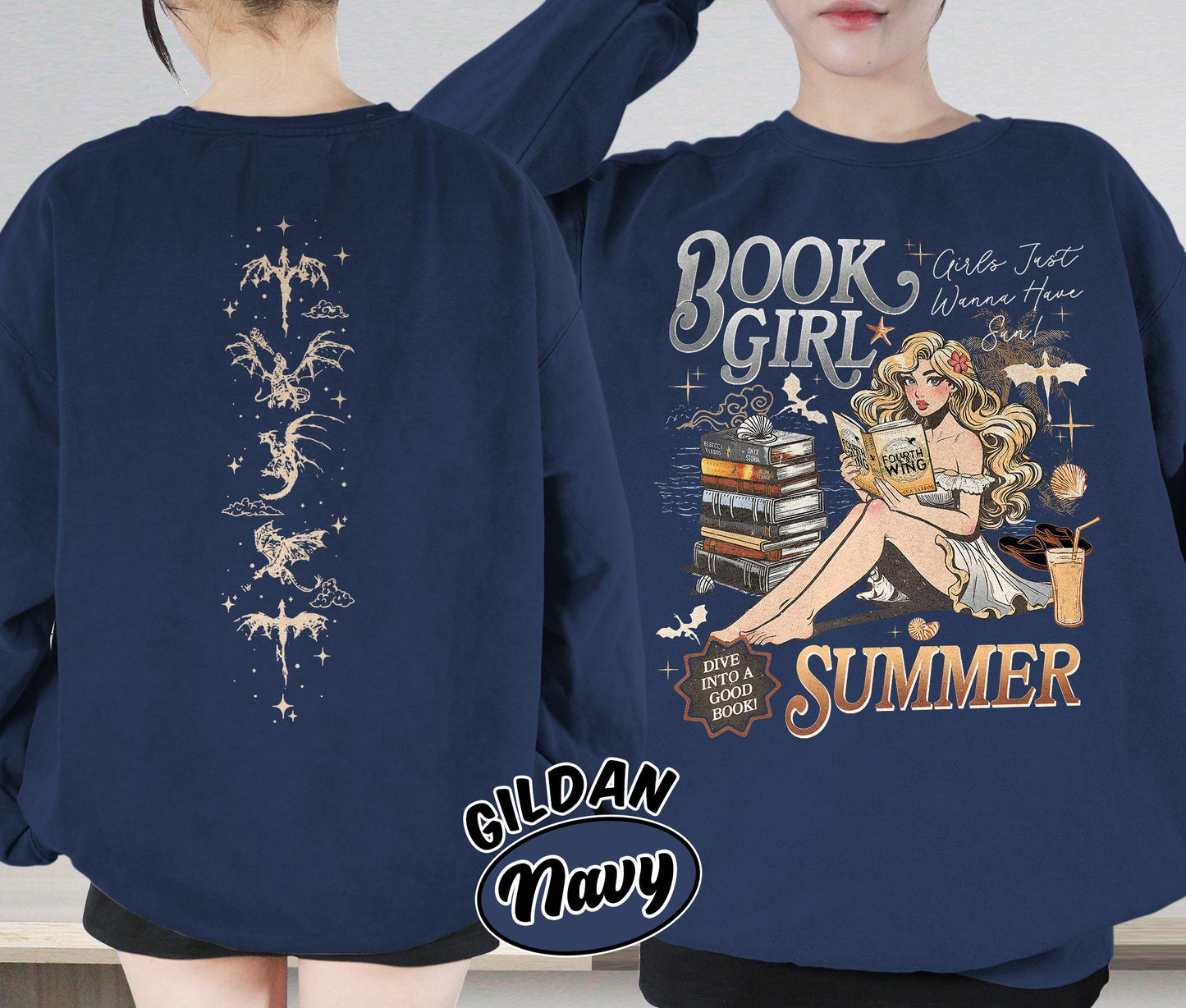 Book Girl Summer Shirt, Fourth Wing Dragon Rider Shirt, Girls Just Wanna Have Sun, Fantasy Beach Shirt, Violet Sorrengail Shirt, Bookish Bookworm Book Nerd Shirt, Gift for Her, Gift for Readers for Book Lovers