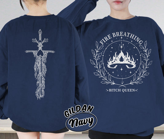 Fire Breathing Bitch Queen Shirt, Throne of Glass Merch Shirt, The Thirteen Kingsflame Fan Shirt,, Romantasy Readers Shirt, Bookish Bookworm Book Nerd Shirt, Gift for Her, Gift for Readers for Book Lovers