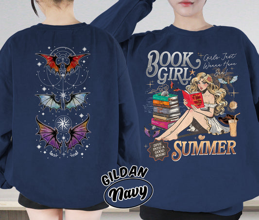 Book Girl Summer Shirt, ACOTAR Bat Boys Shirt, Velaris Book Lover Shirt, Girls Just Wanna Have Sun Shirt, Romantasy Readers Shirt, Bookish Bookworm Book Nerd Shirt, Gift for Her, Gift for Readers for Book Lovers