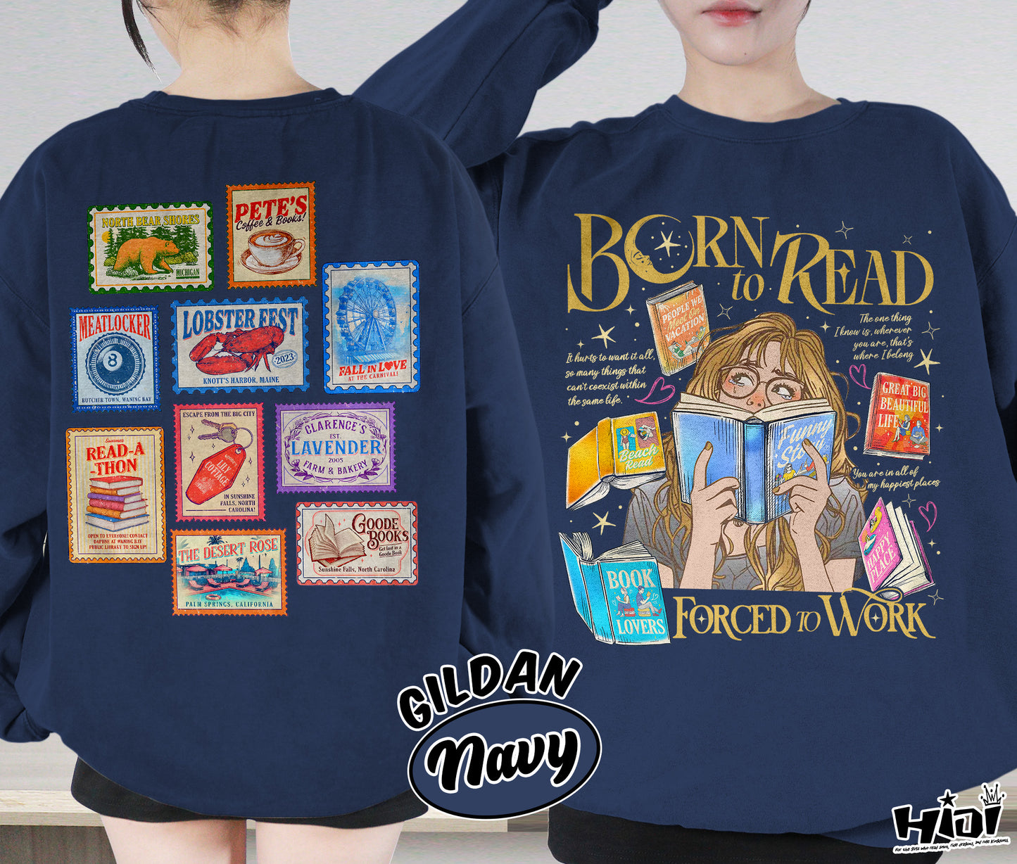 Born to Read Force To Work Shirt, Emily Henry Shirt, | Beach Read Happy Place Shirt, Sunshine Falls Shirt, Romantasy Readers Shirt, Bookish Bookworm Book Nerd Shirt, Gift for Her, Gift for Readers for Book Lovers