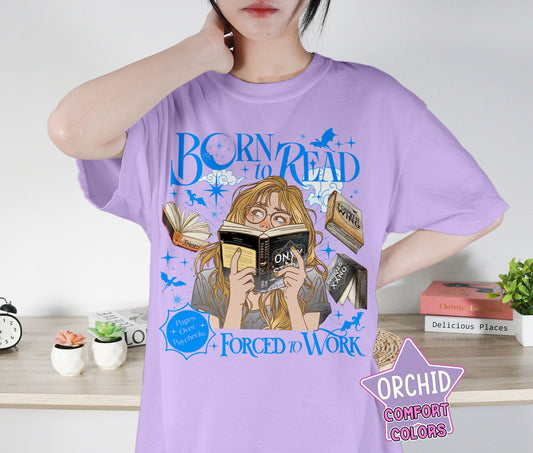 Born To Read Force To Work Shirt, Fourth Wing Bookish Shirt, Onyx Storm Shirt, Romantasy Shirt, Bookish Bookworm Book Nerd Shirt, Gift for Her, Gift for Readers for Book Lovers