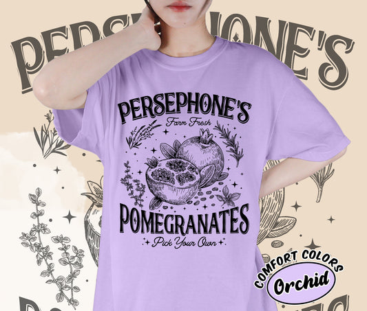 Persephone's Pomegranate Farm Shirt, Greek Goddess Mythology Shirt, Cottagecore Shirt, Romantasy Readers Shirt, Bookish Bookworm Book Nerd Shirt, Gift for Her, Gift for Readers for Book Lovers