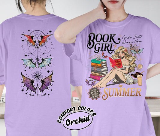 Book Girl Summer Shirt, ACOTAR Bat Boys Shirt, Velaris Book Lover Shirt, Girls Just Wanna Have Sun Shirt, Romantasy Readers Shirt, Bookish Bookworm Book Nerd Shirt, Gift for Her, Gift for Readers for Book Lovers