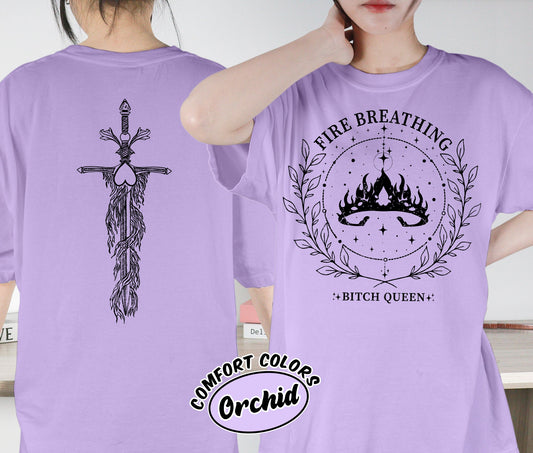 Fire Breathing Bitch Queen Shirt, Throne of Glass Merch Shirt, The Thirteen Kingsflame Fan Shirt,, Romantasy Readers Shirt, Bookish Bookworm Book Nerd Shirt, Gift for Her, Gift for Readers for Book Lovers