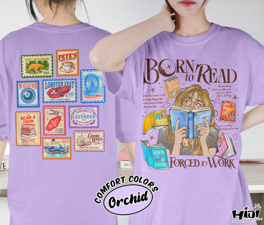 Born to Read Force To Work Shirt, Emily Henry Shirt, | Beach Read Happy Place Shirt, Sunshine Falls Shirt, Romantasy Readers Shirt, Bookish Bookworm Book Nerd Shirt, Gift for Her, Gift for Readers for Book Lovers