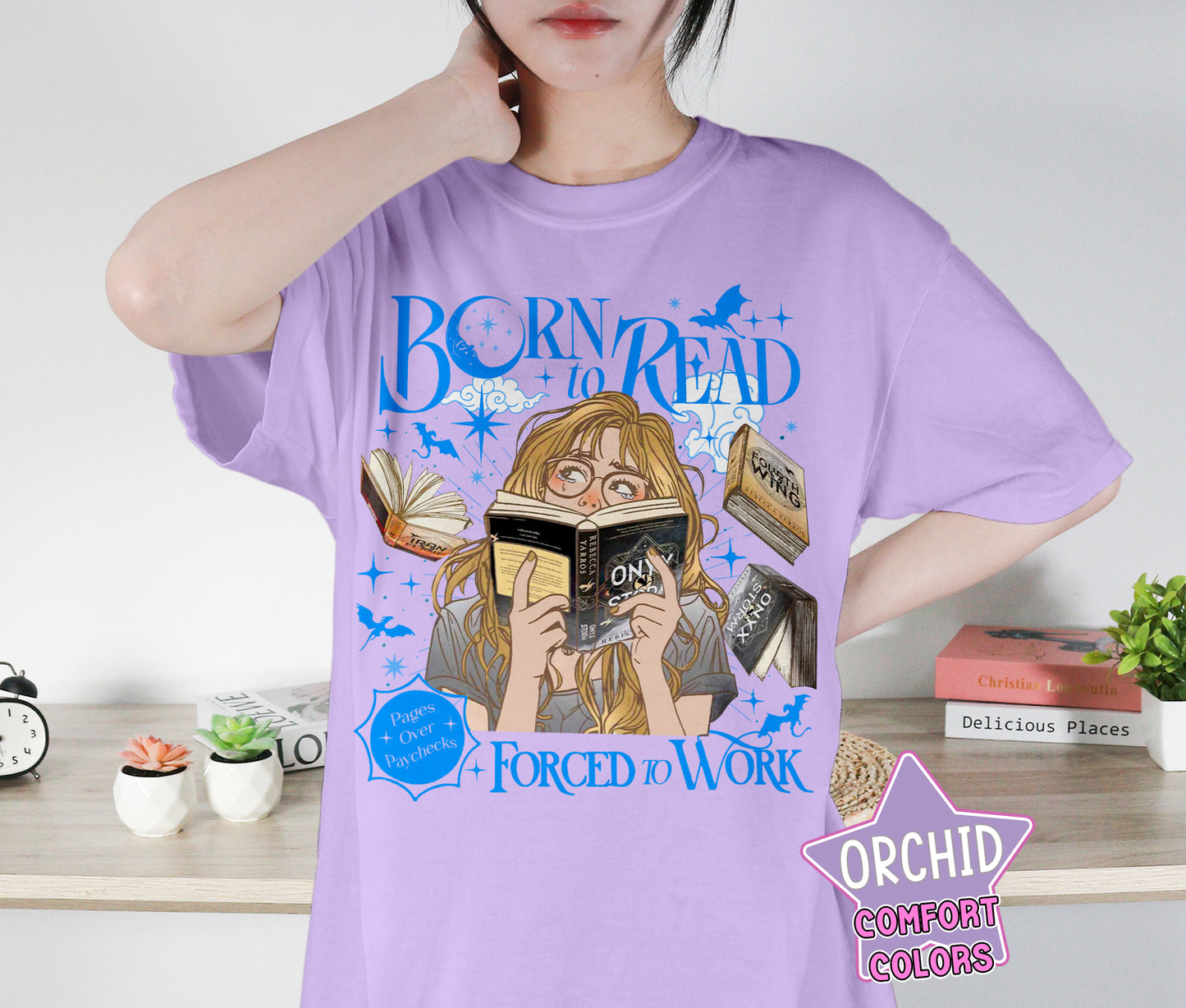 Born To Read Force To Work Shirt, Fourth Wing Bookish Shirt, Onyx Storm Shirt, Romantasy Shirt, Bookish Bookworm Book Nerd Shirt, Gift for Her, Gift for Readers for Book Lovers