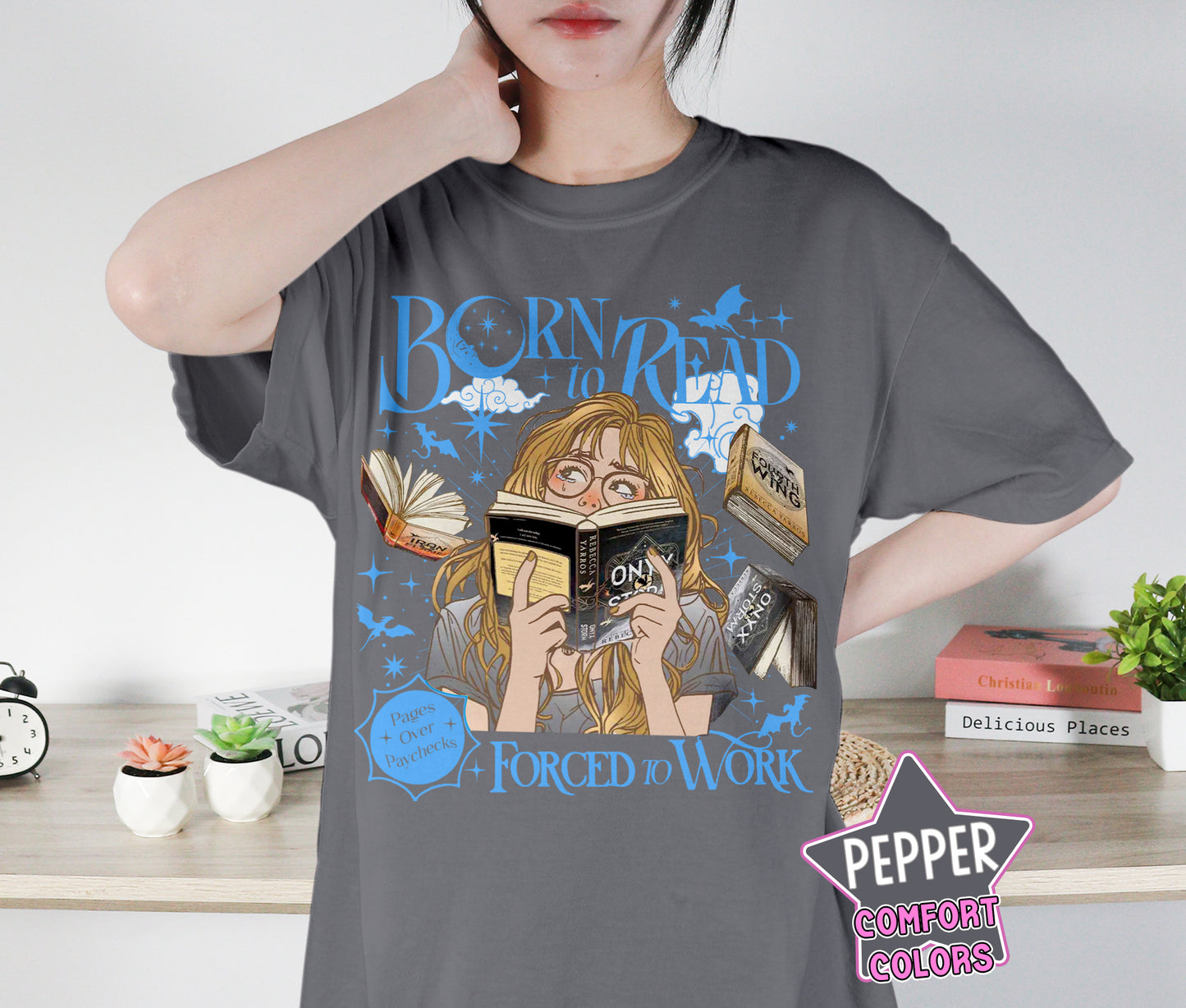 Born To Read Force To Work Shirt, Fourth Wing Bookish Shirt, Onyx Storm Shirt, Romantasy Shirt, Bookish Bookworm Book Nerd Shirt, Gift for Her, Gift for Readers for Book Lovers