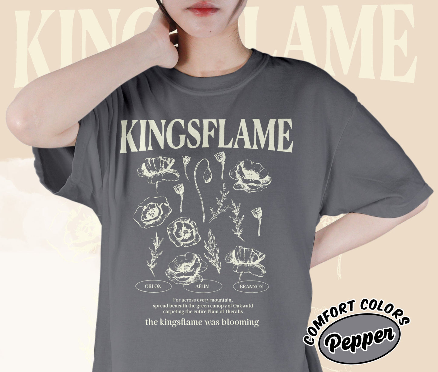 Kingsflame of Terrasen Shirt, Acotar Bookish Shirt, Throne of Glass Flower Shirt, Fireheart Aelin Galathynius Shirt, Bookish Bookworm Book Nerd Shirt, Gift for Her, Gift for Readers for Book Lovers