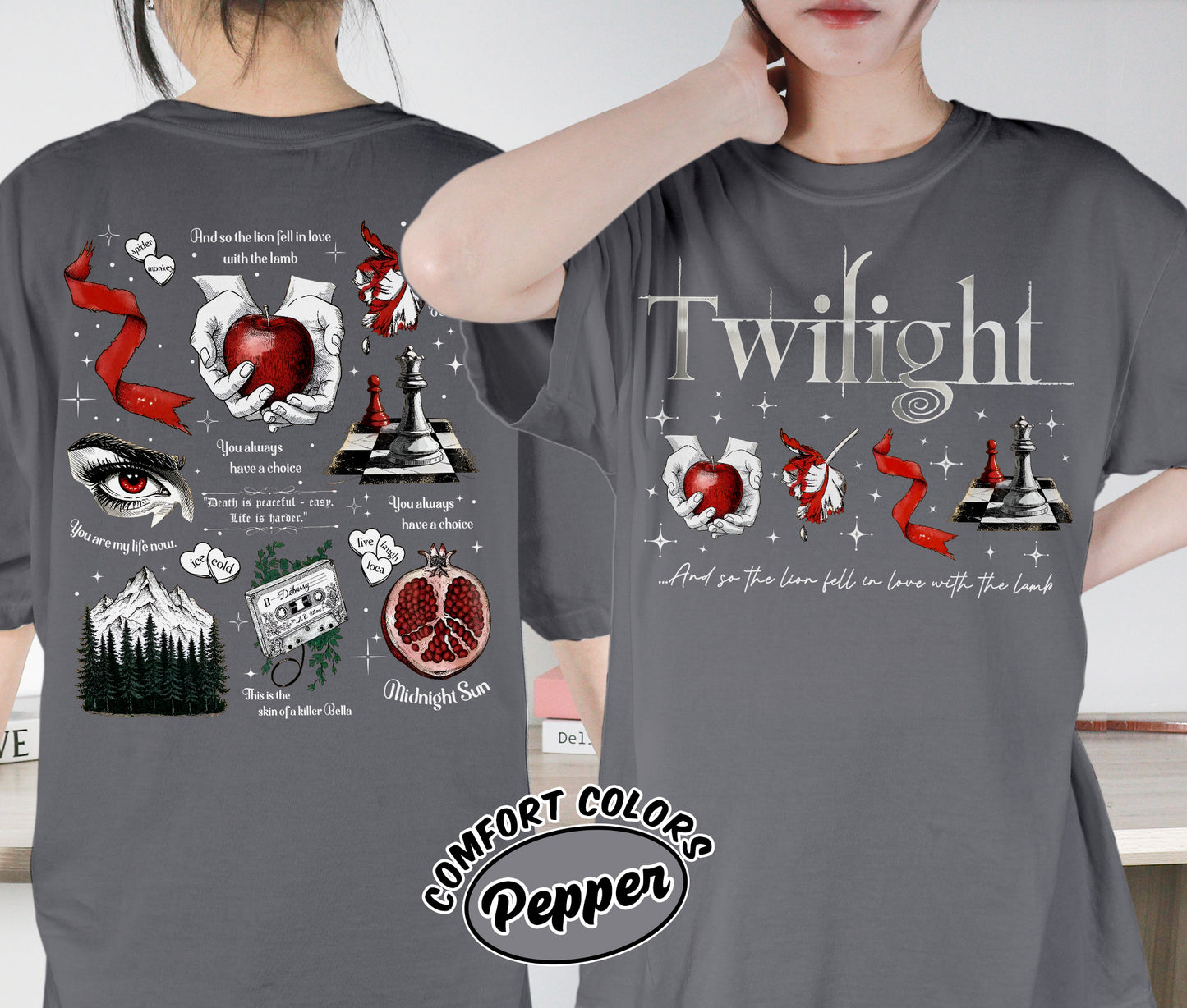 Twilight Inspired Shirt, Book Cover Aesthetic Shirt, Twilight Saga Shirt, Vampires Wolves Shirt, Romantasy Readers Shirt, Bookish Bookworm Book Nerd Shirt, Gift for Her, Gift for Readers for Book Lovers