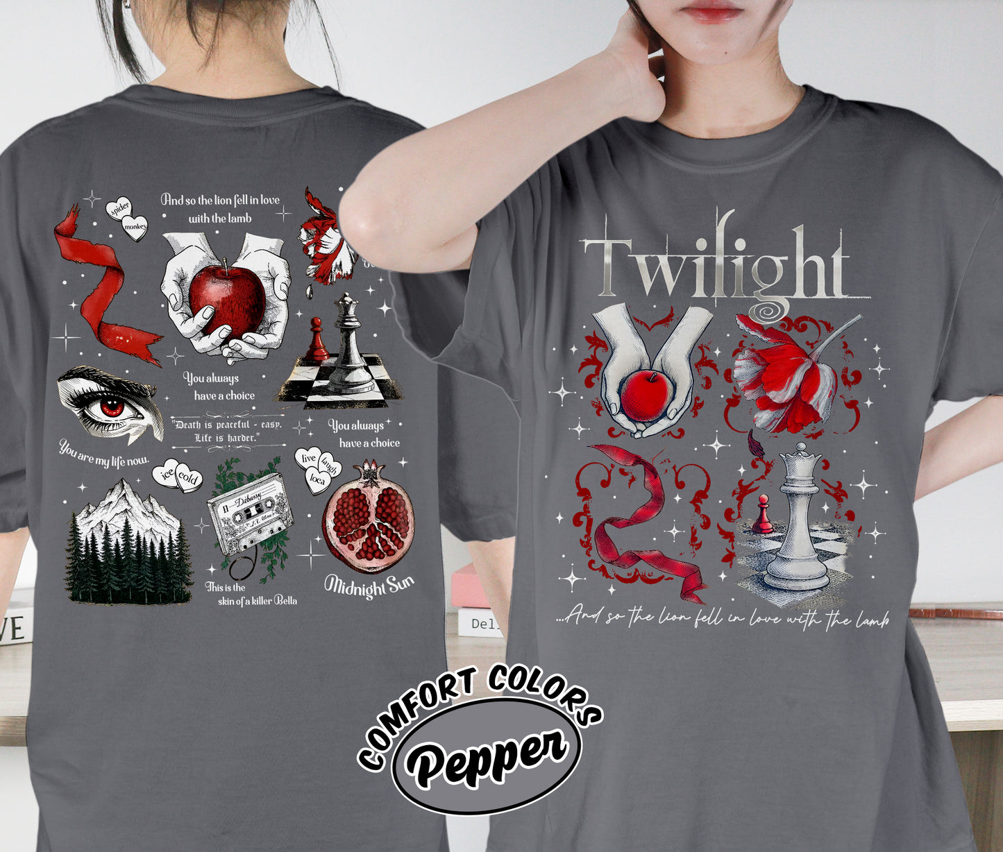 Twilight Inspired Shirt, Book Cover Aesthetic Shirt, Twilight Saga Shirt, Vampires Wolves Romance Shirt, Romantasy Readers Shirt, Bookish Bookworm Book Nerd Shirt, Gift for Her, Gift for Readers for Book Lovers