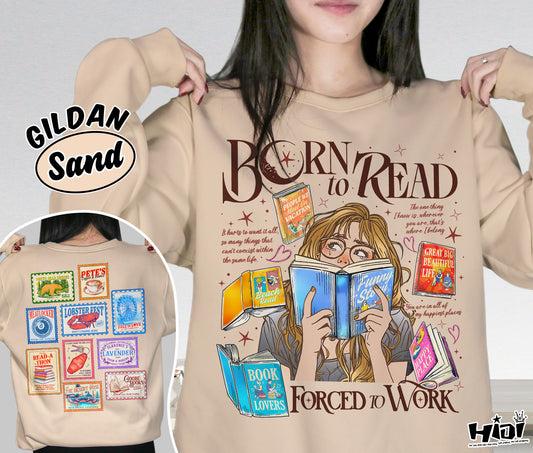 Born to Read Force To Work Shirt, Emily Henry Shirt, | Beach Read Happy Place Shirt, Sunshine Falls Shirt, Romantasy Readers Shirt, Bookish Bookworm Book Nerd Shirt, Gift for Her, Gift for Readers for Book Lovers