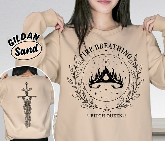 Fire Breathing Bitch Queen Shirt, Throne of Glass Merch Shirt, The Thirteen Kingsflame Fan Shirt,, Romantasy Readers Shirt, Bookish Bookworm Book Nerd Shirt, Gift for Her, Gift for Readers for Book Lovers