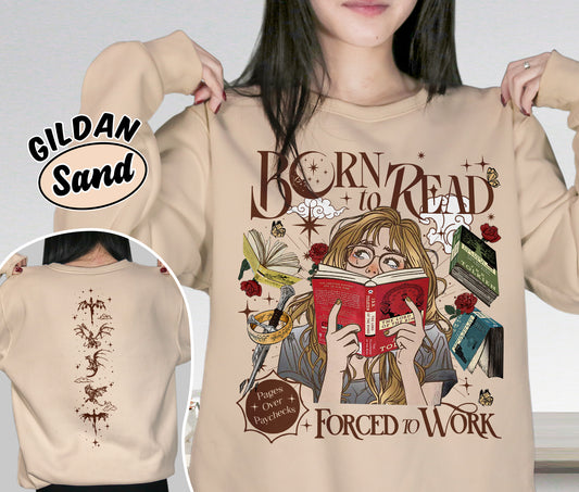 Born To Read Forced To Work Shirt, The Lord Of The Rings Shirt, Dark Romance Shirt, Romantasy Readers Shirt, Bookish Bookworm Book Nerd Shirt, Gift for Her, Gift for Readers for Book Lovers
